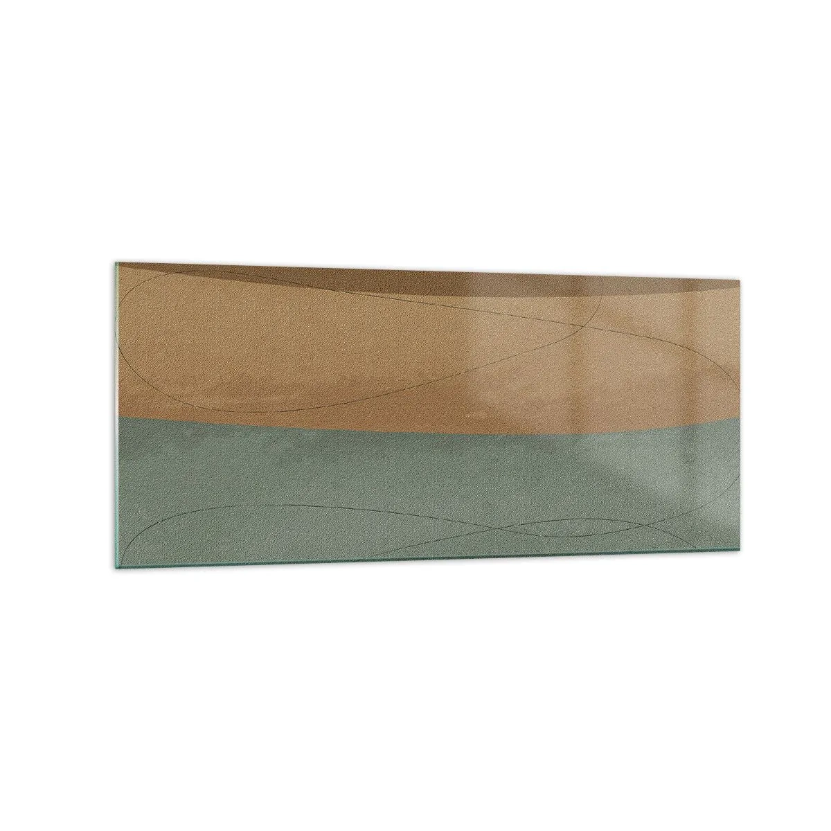 Quadro su vetro - Composizione astratta nei toni naturali della terra - 120x50cm - Composizione orizzontale - Decorazione murale moderna per soggiorno e camera da letto ARTTOR