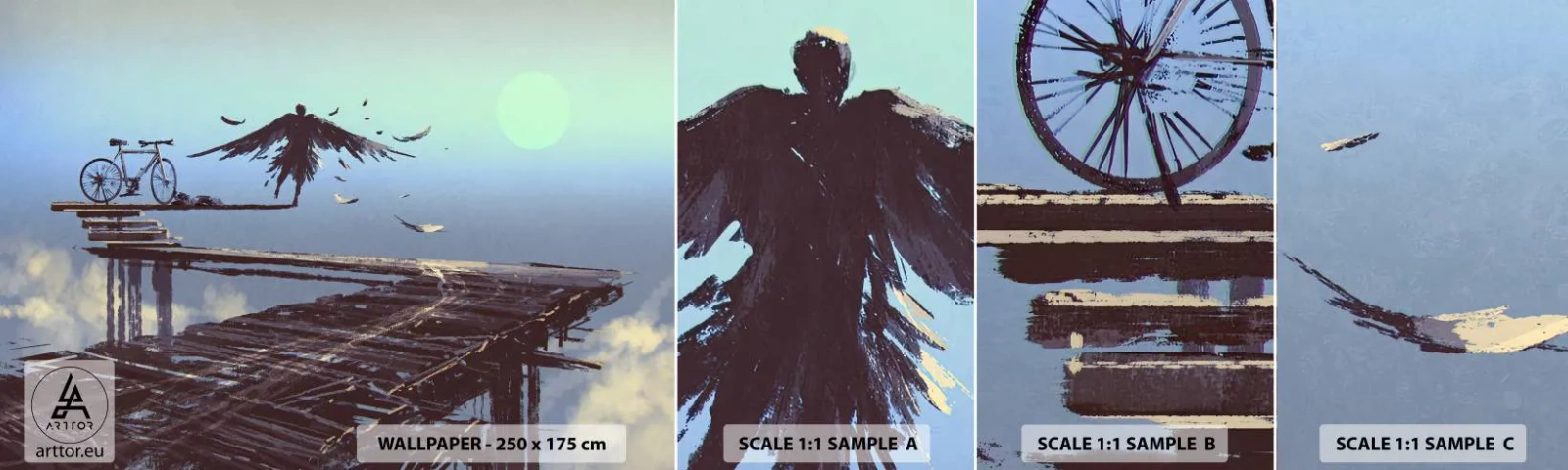 Campione di Fotomurale Adesivo Deluxe Sticker - Icaro è sempre vivo - Astrazione, Icaro, Bicicletta - 100x30 cm