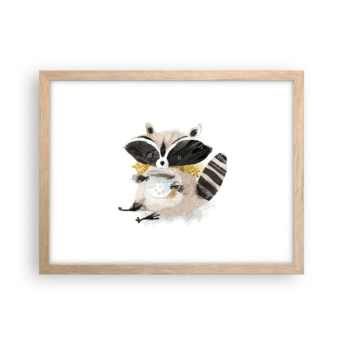 Poster in cornice rovere chiaro - Il mio amico procione - 40x30 cm