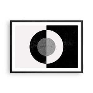 Poster in cornice nera - Motivo grafico in bianco e nero a contrasto - 70x50cm - Armonia in bianco e nero - Decorazione murale moderna per soggiorno e camera da letto ARTTOR