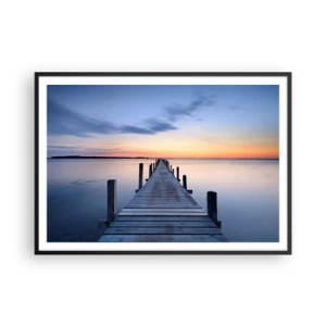 Poster in cornice nera - Molo di legno sul lago al tramonto - 100x70cm - La calma di un dolce tramonto - Decorazione murale moderna per soggiorno e camera da letto ARTTOR