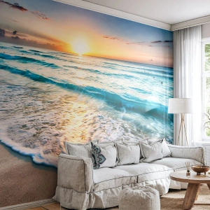 Fotomurali Premium Sand - Tramonto sul mare - Paesaggio, Spiaggia, Tramonto - 500x350 cm