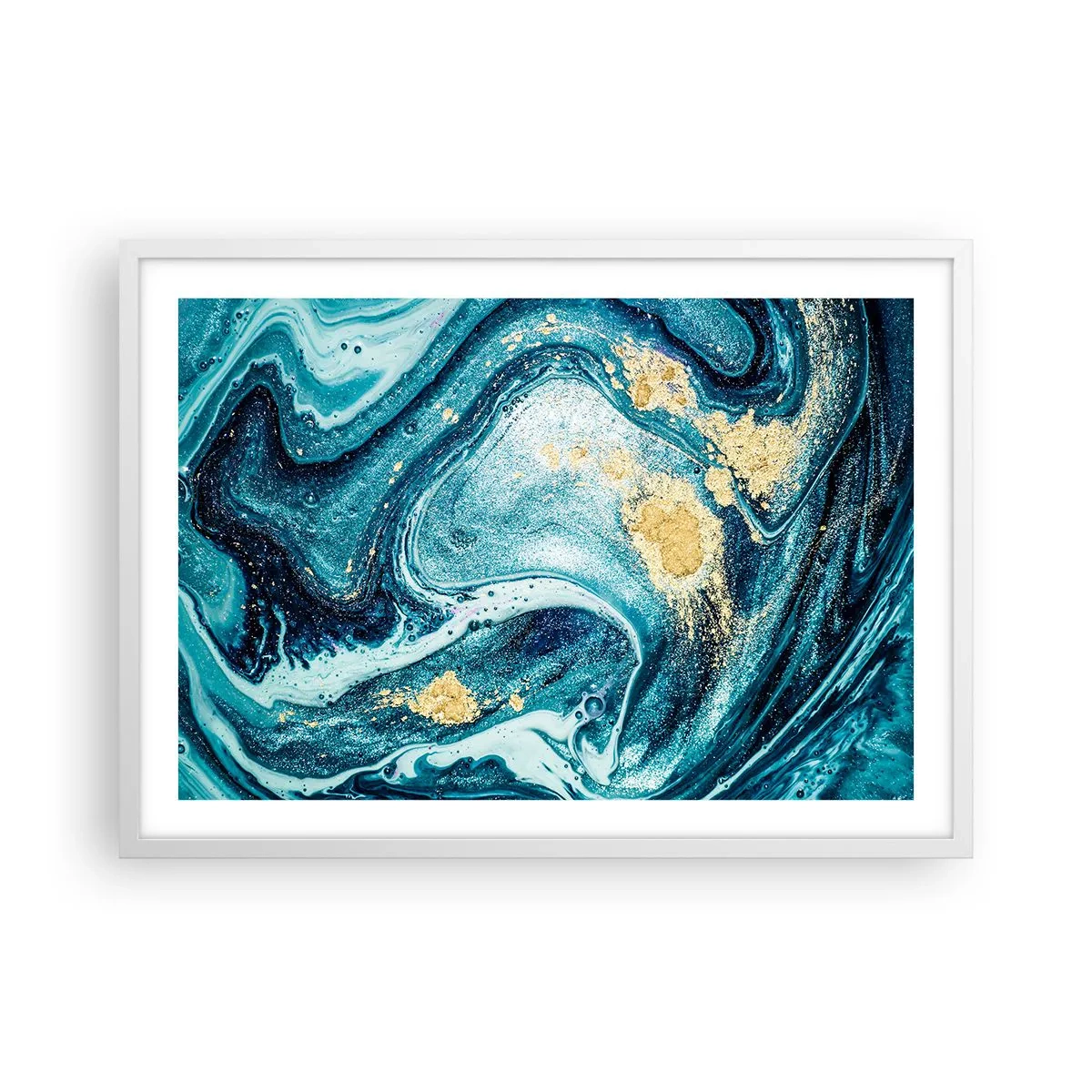 Poster in cornice bianca - Vortice blu - 70x50 cm