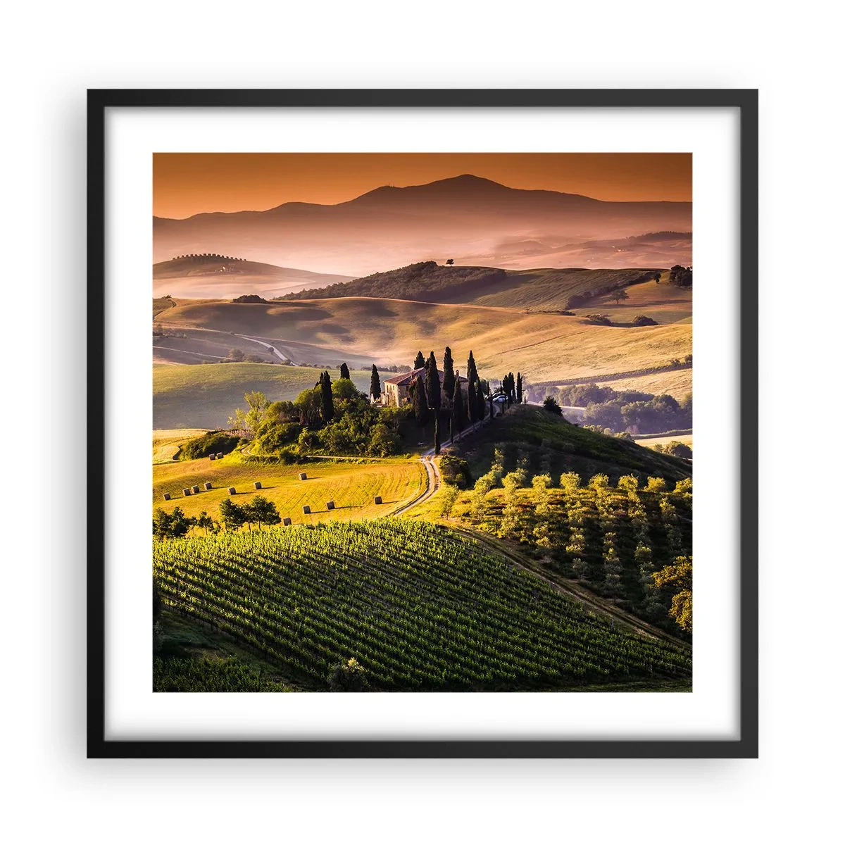 Poster in cornice nera - Arcadia: paesaggio toscano - 50x50 cm