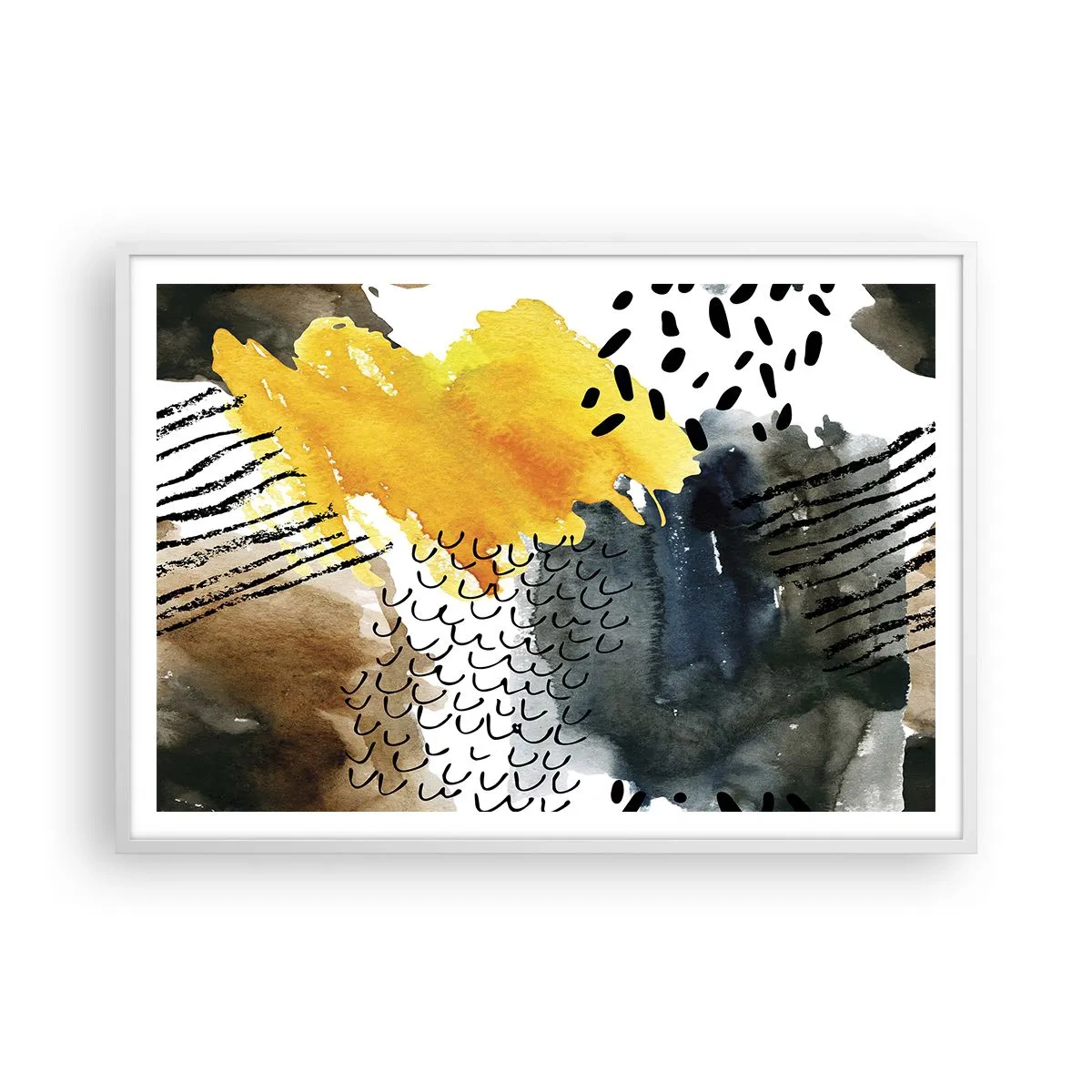 Poster in cornice bianca - L'incontro degli elementi - 100x70 cm