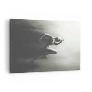Quadro su tela - Stampe su Tela - Una silhouette in bianco e nero di una figura in corsa, realizzata in uno stile dinamico e surreale. - 100x70cm - Inarrestabile - Decorazione murale moderna per soggiorno e camera da letto ARTTOR