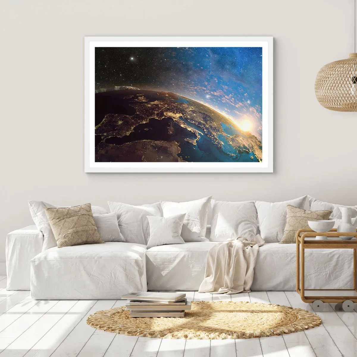 Poster in cornice bianca - Guardiamoci da lontano - 70x50 cm