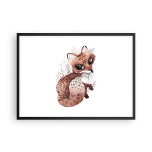 Poster in cornice nera - Una simpatica volpe acquerellata su uno sfondo chiaro - 70x50cm - Semplicemente da amare - Decorazione murale moderna per soggiorno e camera da letto ARTTOR