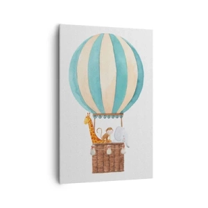 Quadro su tela - Stampe su Tela - Un palloncino con simpatici animali dai colori pastello - 80x120cm - Una gita fantastica - Decorazione murale moderna per soggiorno e camera da letto ARTTOR