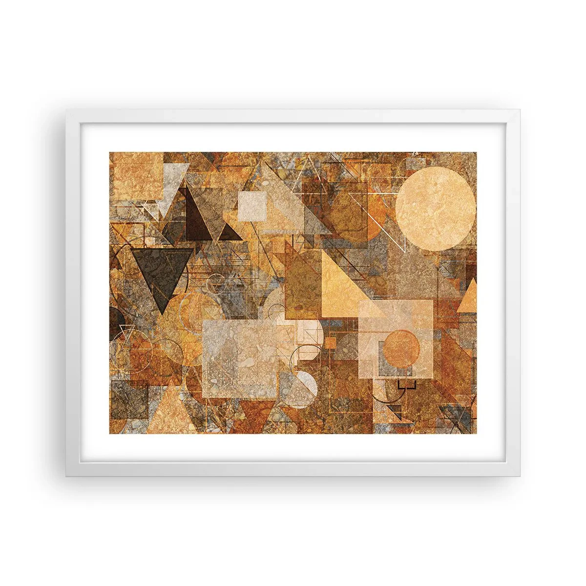 Poster in cornice bianca - Studio cubista in marrone - 50x40 cm