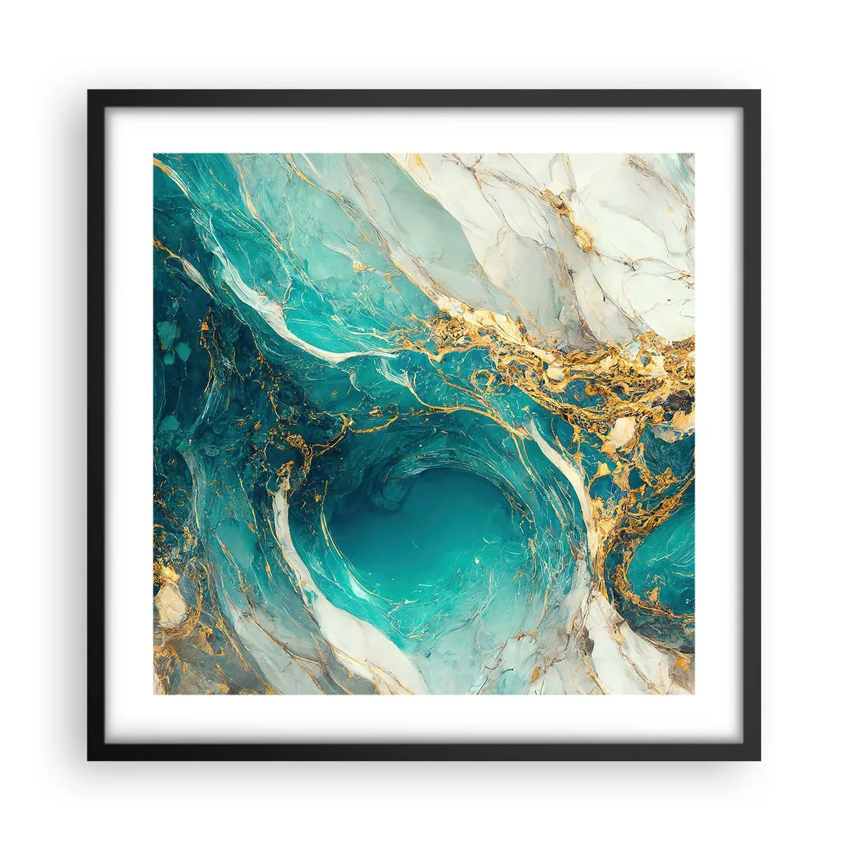 Poster in cornice nera - Composizione con vene d'oro - 50x50 cm