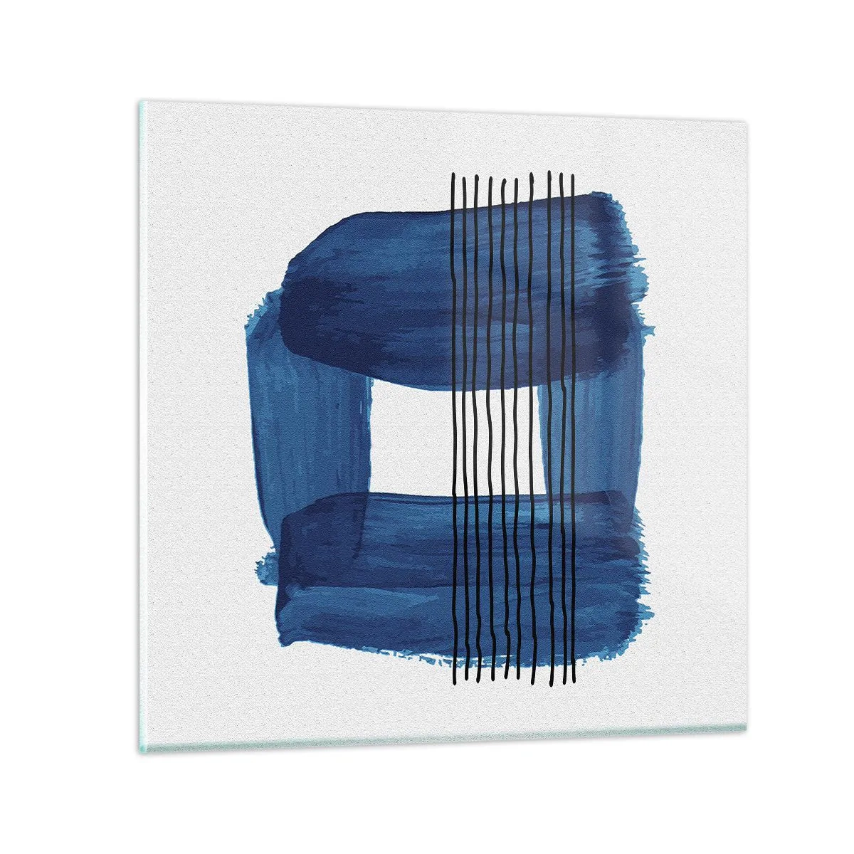 Quadro su vetro - Composizione blu e nera - 30x30 cm