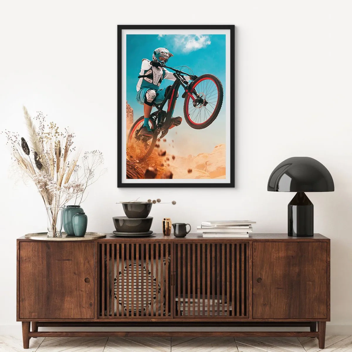 Poster in cornice nera - Il demone della follia ciclistica - 61x91 cm