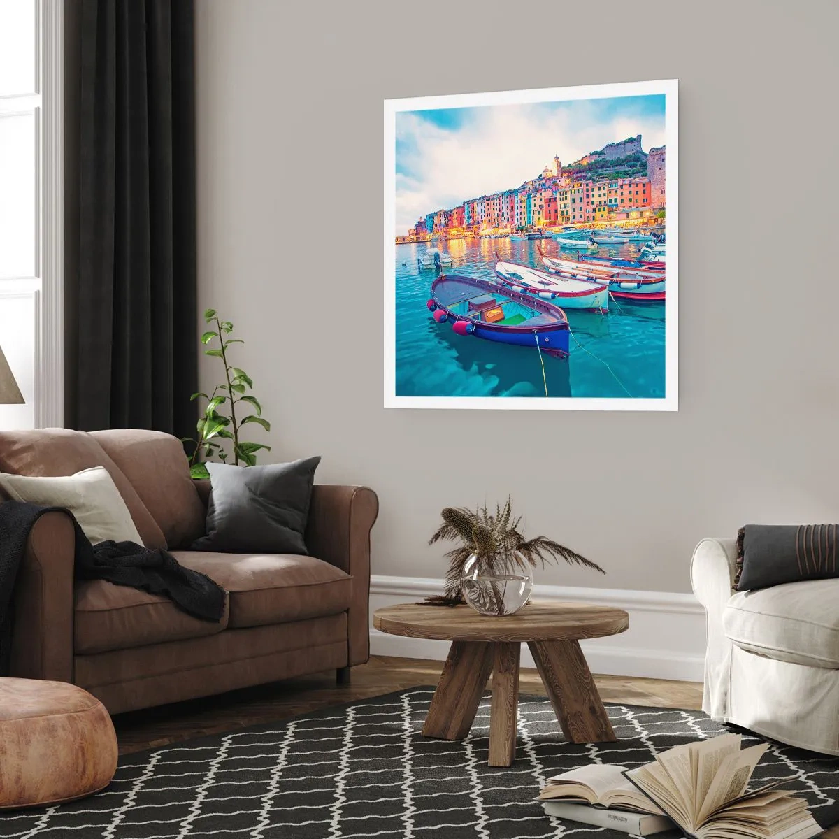 Poster - Sera colorata nel porto - 60x60 cm