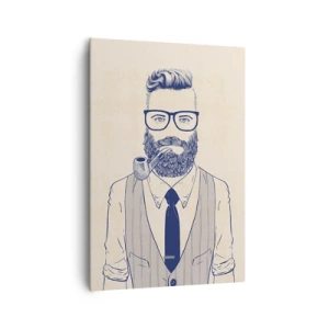 Quadro su tela - Stampe su Tela - Uomo stilizzato con barba, pipa e occhiali - 70x100cm - Allegro, maschile e alla moda - Decorazione murale moderna per soggiorno e camera da letto ARTTOR