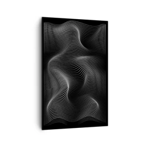 Quadro su tela - Stampe su Tela - Linee bianche astratte su sfondo nero - 80x120cm - La danza della luce nello spazio - Decorazione murale moderna per soggiorno e camera da letto ARTTOR