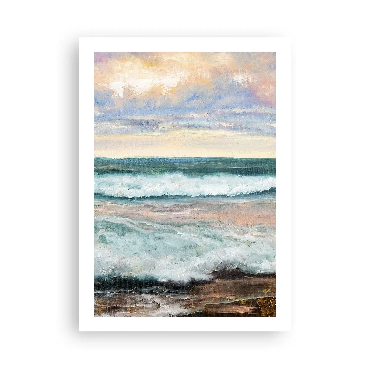 Poster - Onde del mare al tramonto - 50x70cm - Dove l'anima si calma - Decorazione murale moderna per soggiorno e camera da letto ARTTOR