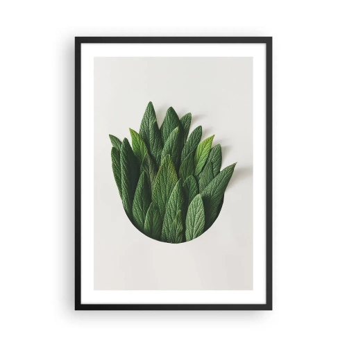 Poster in cornice nera - Foglie in una composizione artistica su sfondo bianco - 50x70cm - Curiosità irrefrenabile - Decorazione murale moderna per soggiorno e camera da letto ARTTOR
