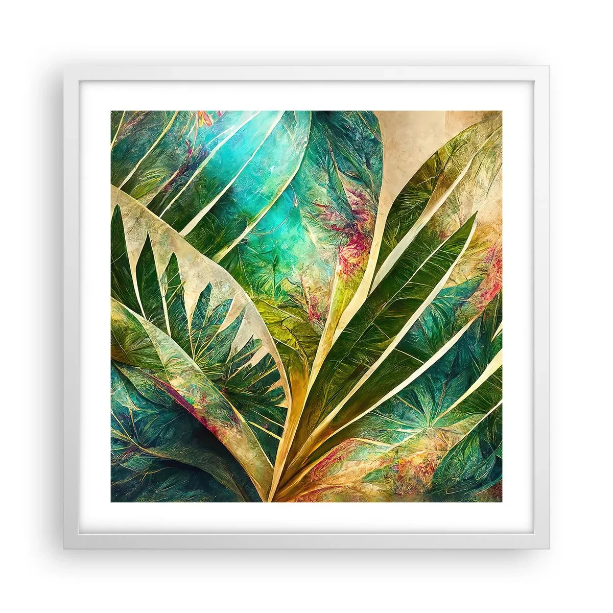 Poster in cornice bianca - I colori dei tropici - 50x50 cm