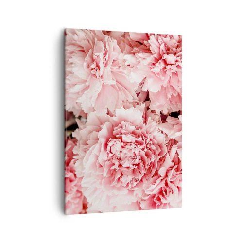 Quadro su tela - Stampe su Tela - Delicate peonie rosa in un ambiente delicato - 50x70cm - Sogno rosa - Decorazione murale moderna per soggiorno e camera da letto ARTTOR
