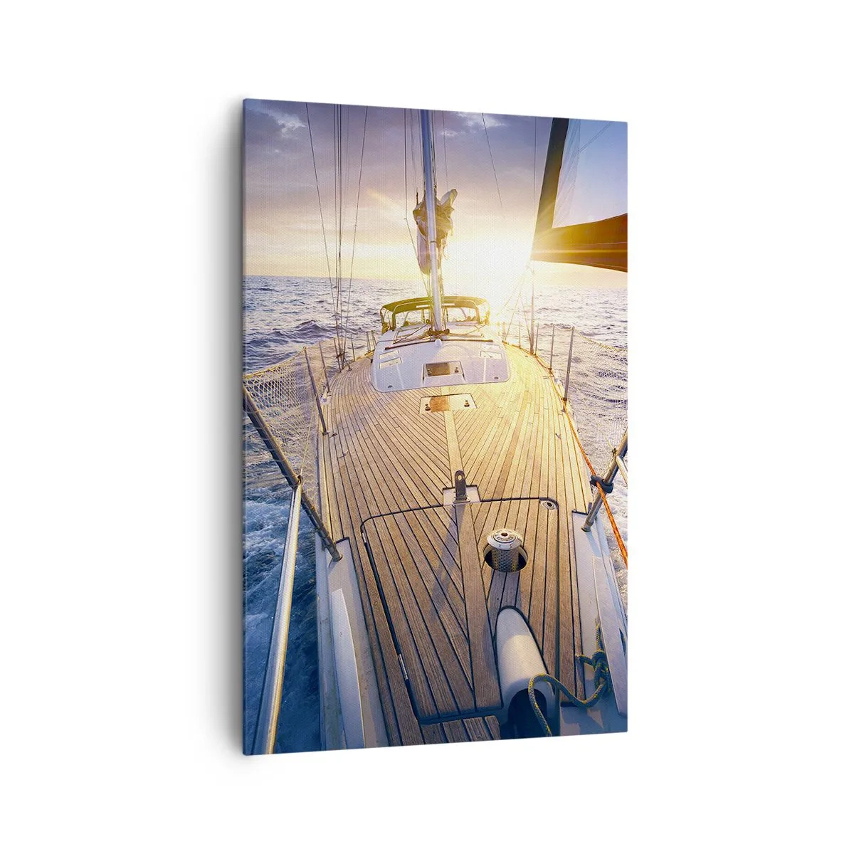 Quadro su tela - Stampe su Tela - Yacht in mare durante il tramonto - 80x120cm - Correndo sulle onde - Decorazione murale moderna per soggiorno e camera da letto ARTTOR