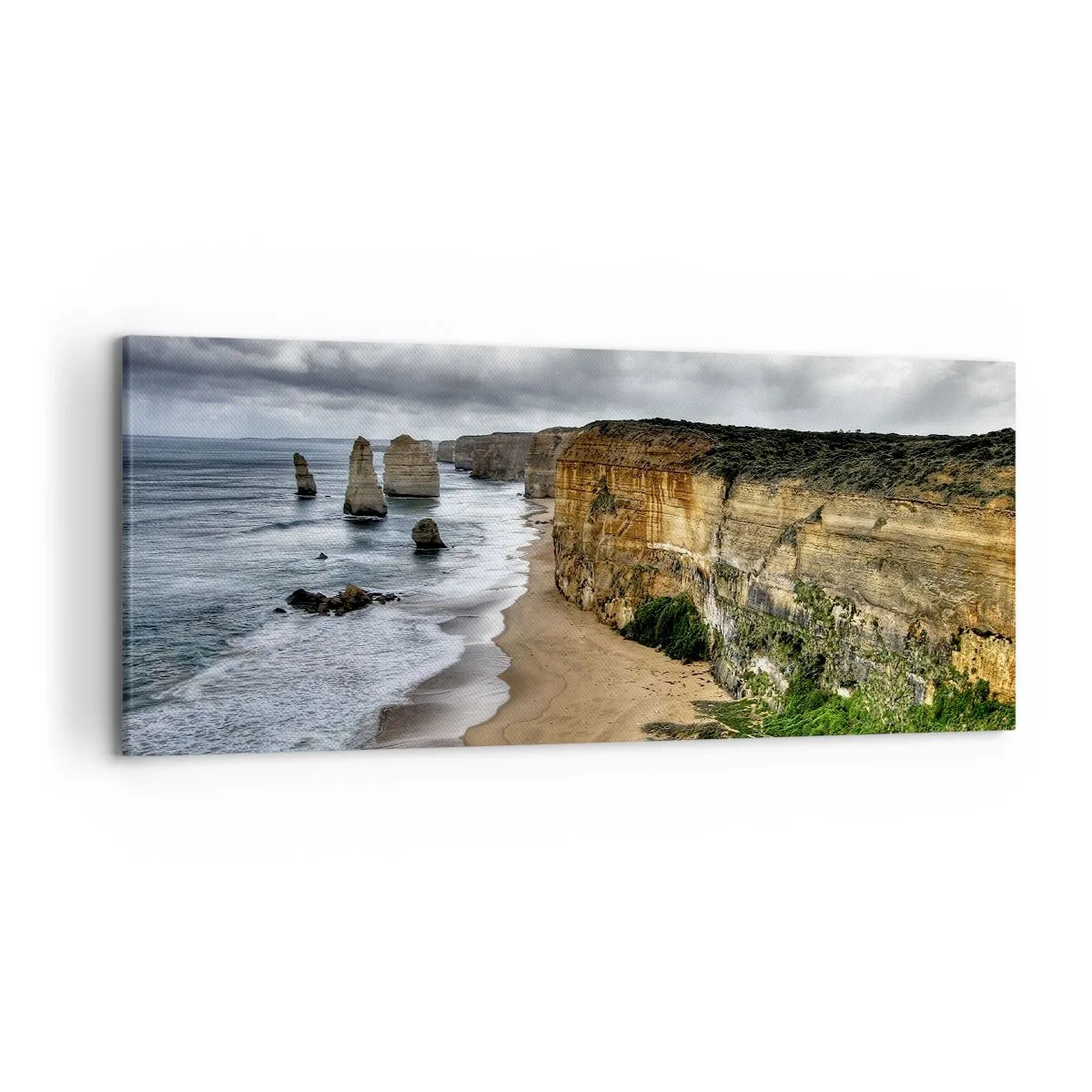 Quadro su tela - Stampe su Tela - Costa rocciosa con spiaggia e formazioni rocciose - 120x50cm - Bellezza selvatica - Decorazione murale moderna per soggiorno e camera da letto ARTTOR