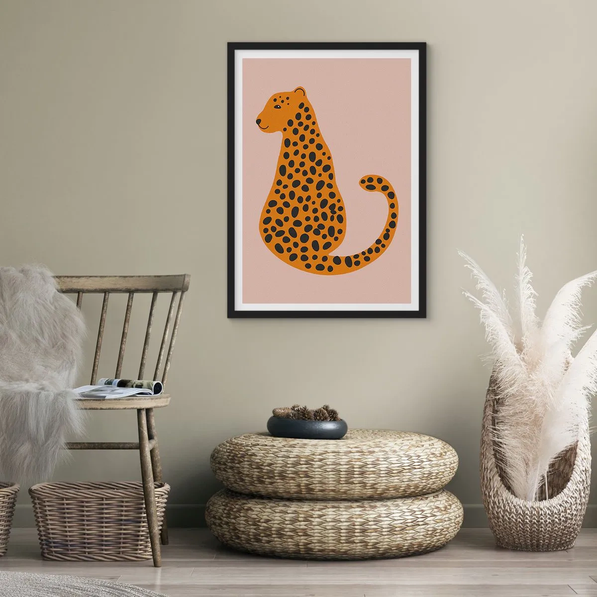 Poster in cornice nera - Il leopardo è un motivo di moda - 40x50 cm