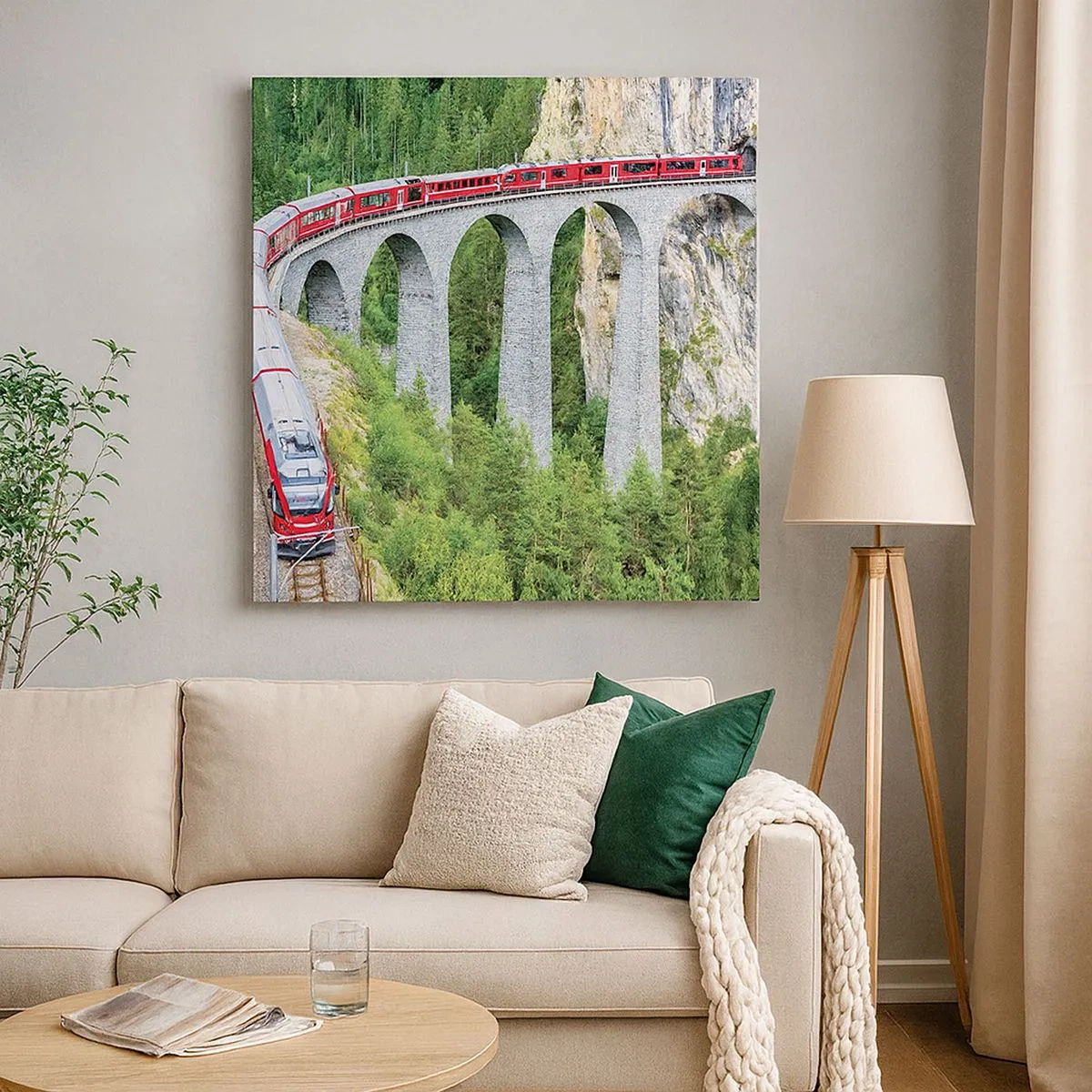 Quadro su tela - Stampe su Tela - Il treno tra i monti - 30x30 cm