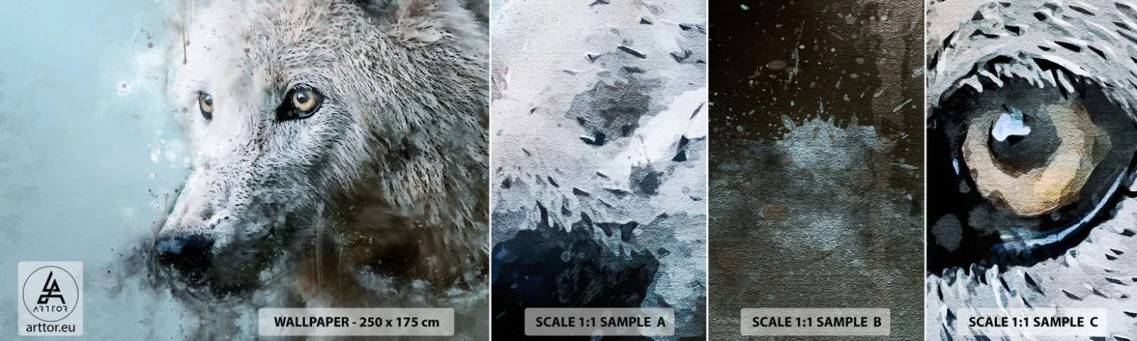 Campione Di Fotomurale Standard Eco - Scopri l'anima del lupo - Animali, Lupo, Predatore - 100x30 cm