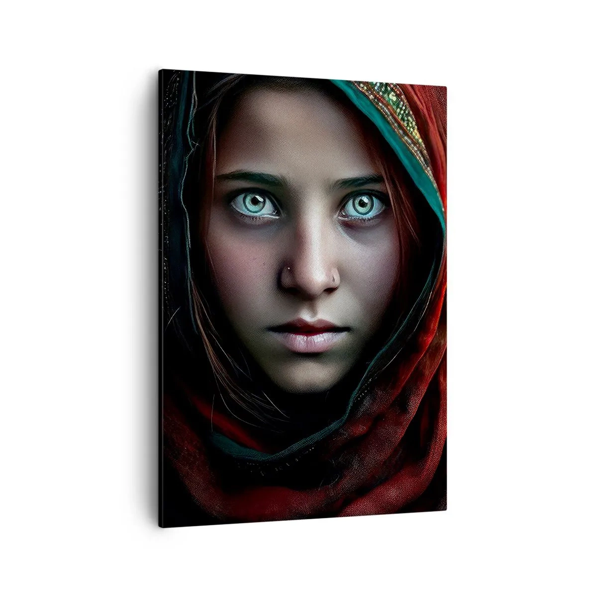 Quadro su tela - Stampe su Tela - Ritratto di donna dallo sguardo intenso dai colori caldi - 50x70cm - Principessa d'oriente - Decorazione murale moderna per soggiorno e camera da letto ARTTOR