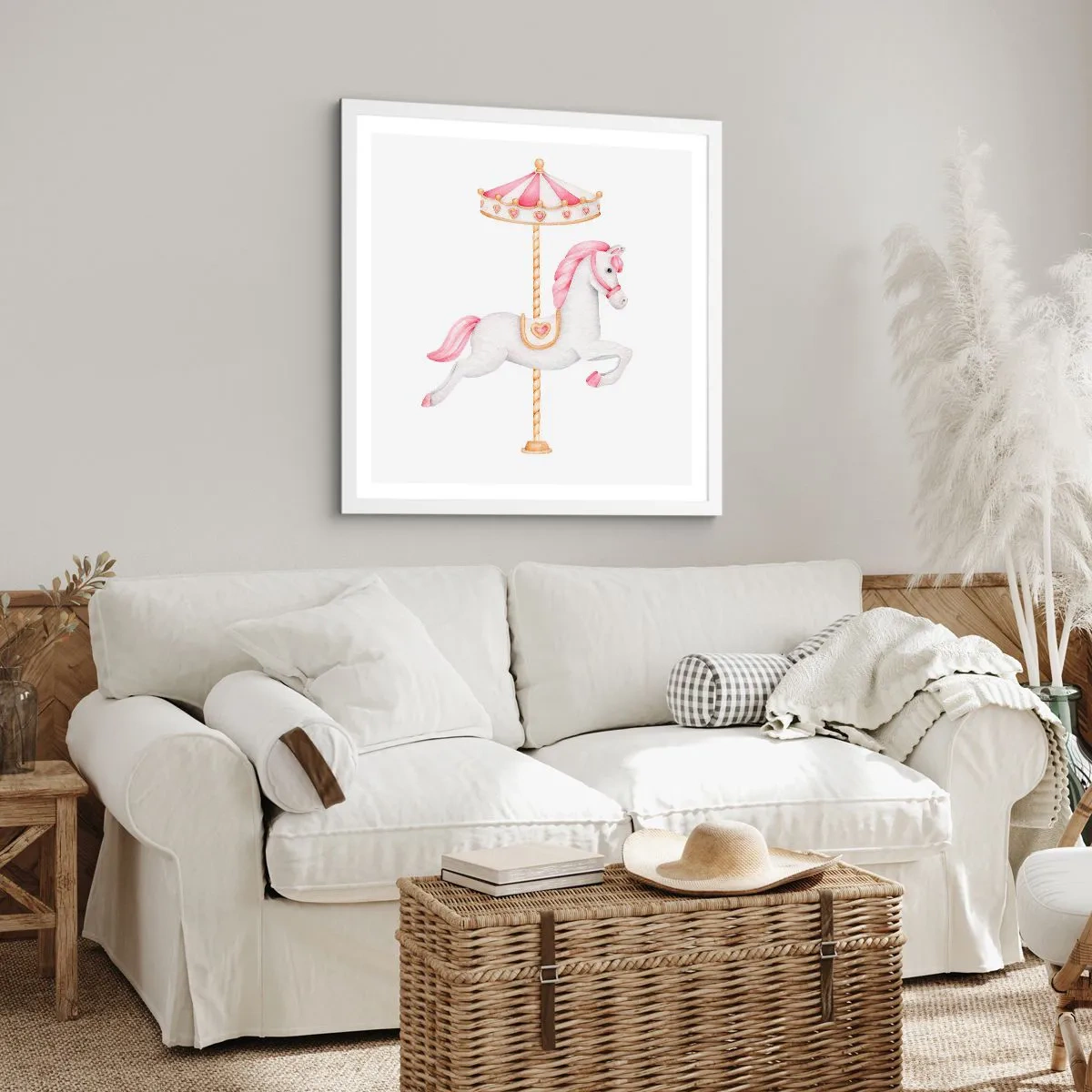 Poster in cornice bianca - Partito al galoppo. - 50x50 cm