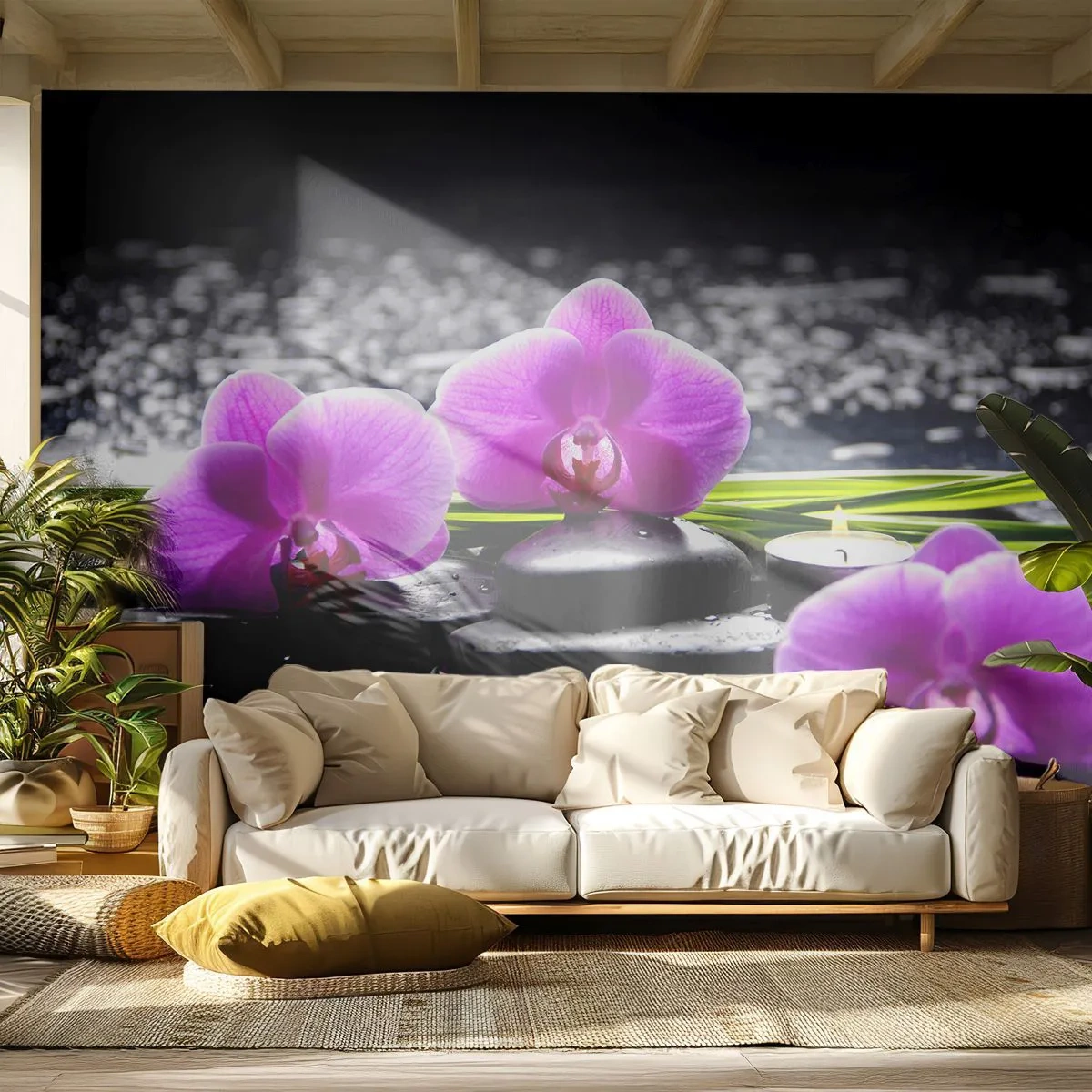 Fotomurali Premium Sand - Annegare nel silenzio e nella pace - Fiori, Orchidea, Orchidea - 100x70 cm