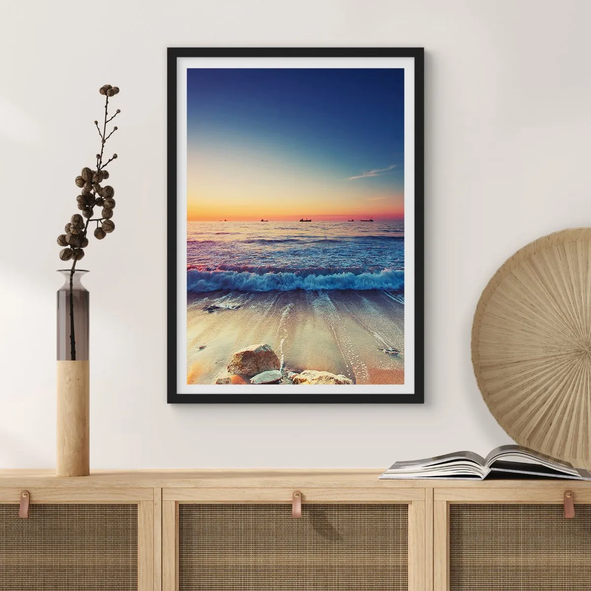 Poster in cornice nera - Cosa c'è dietro l'orizzonte? - 61x91 cm