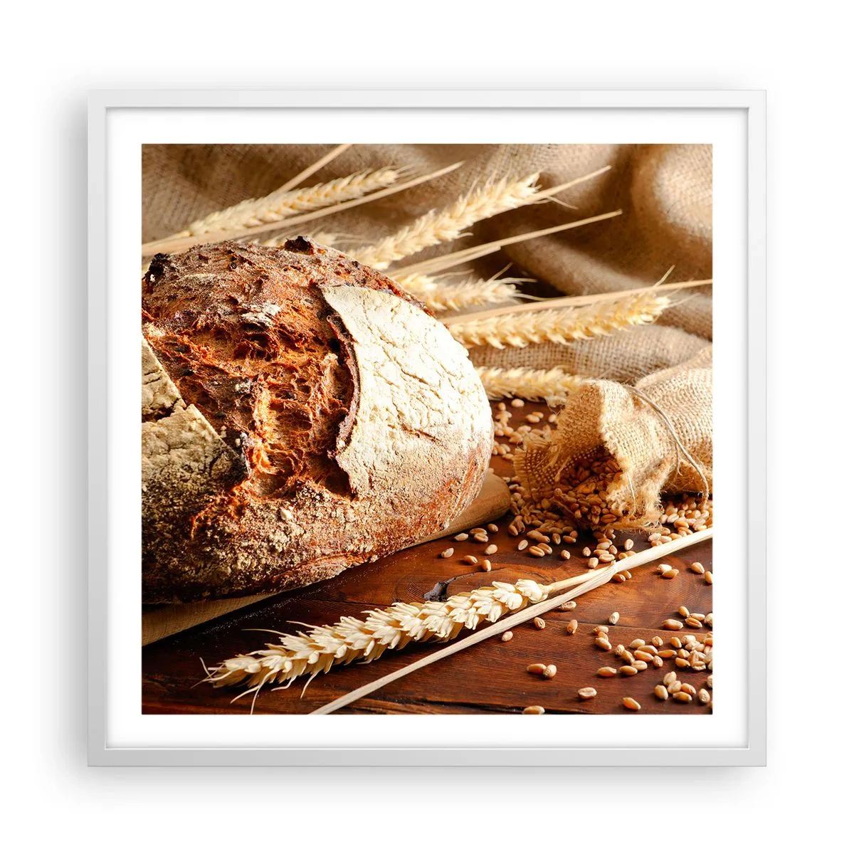 Poster in cornice bianca - Appetitoso, profumato, croccante - 60x60 cm