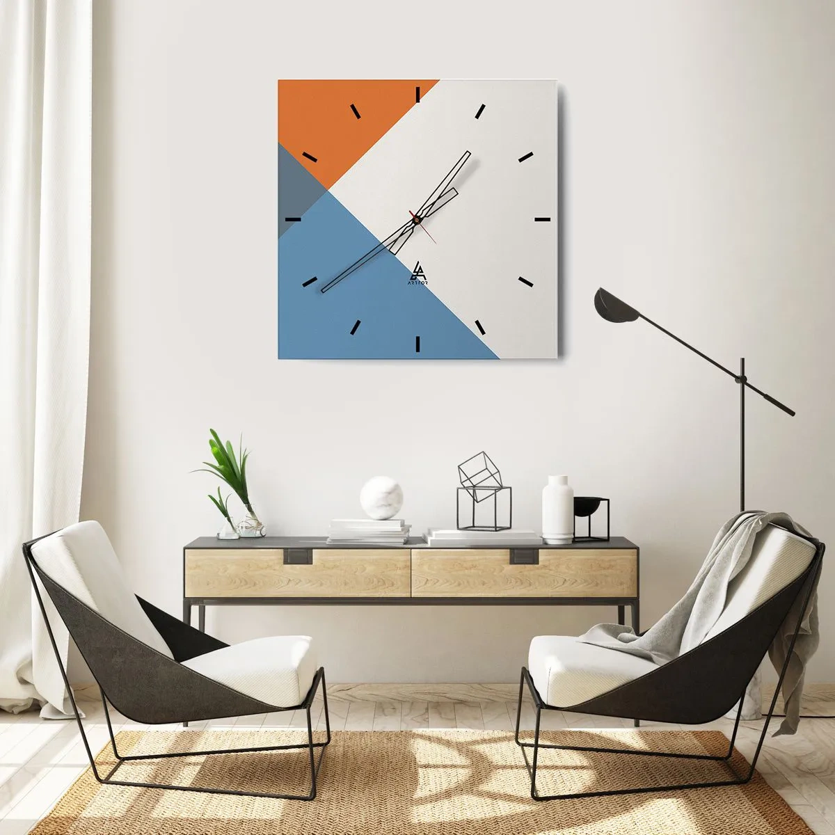 Orologio da parete - Orologio in Vetro - Ad angolo... - 30x30 cm
