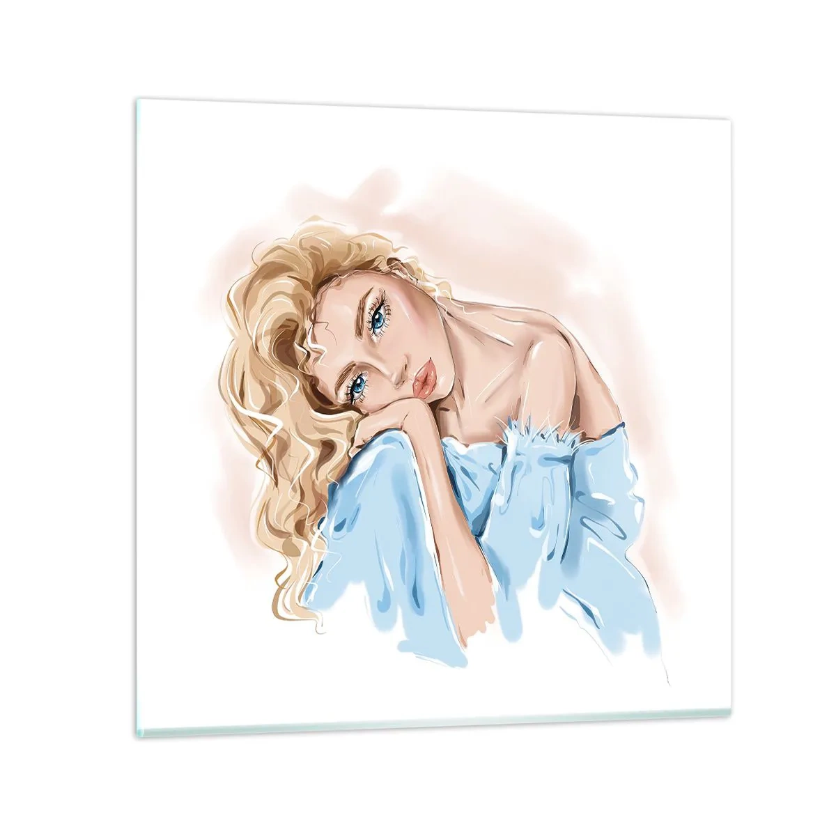 Quadro su vetro - Sognante nel blu - 50x50 cm