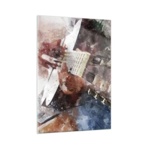 Quadro su vetro - Un dipinto ad acquerello di un chitarrista artistico - 50x70cm - E tu che ne pensi? - Decorazione murale moderna per soggiorno e camera da letto ARTTOR