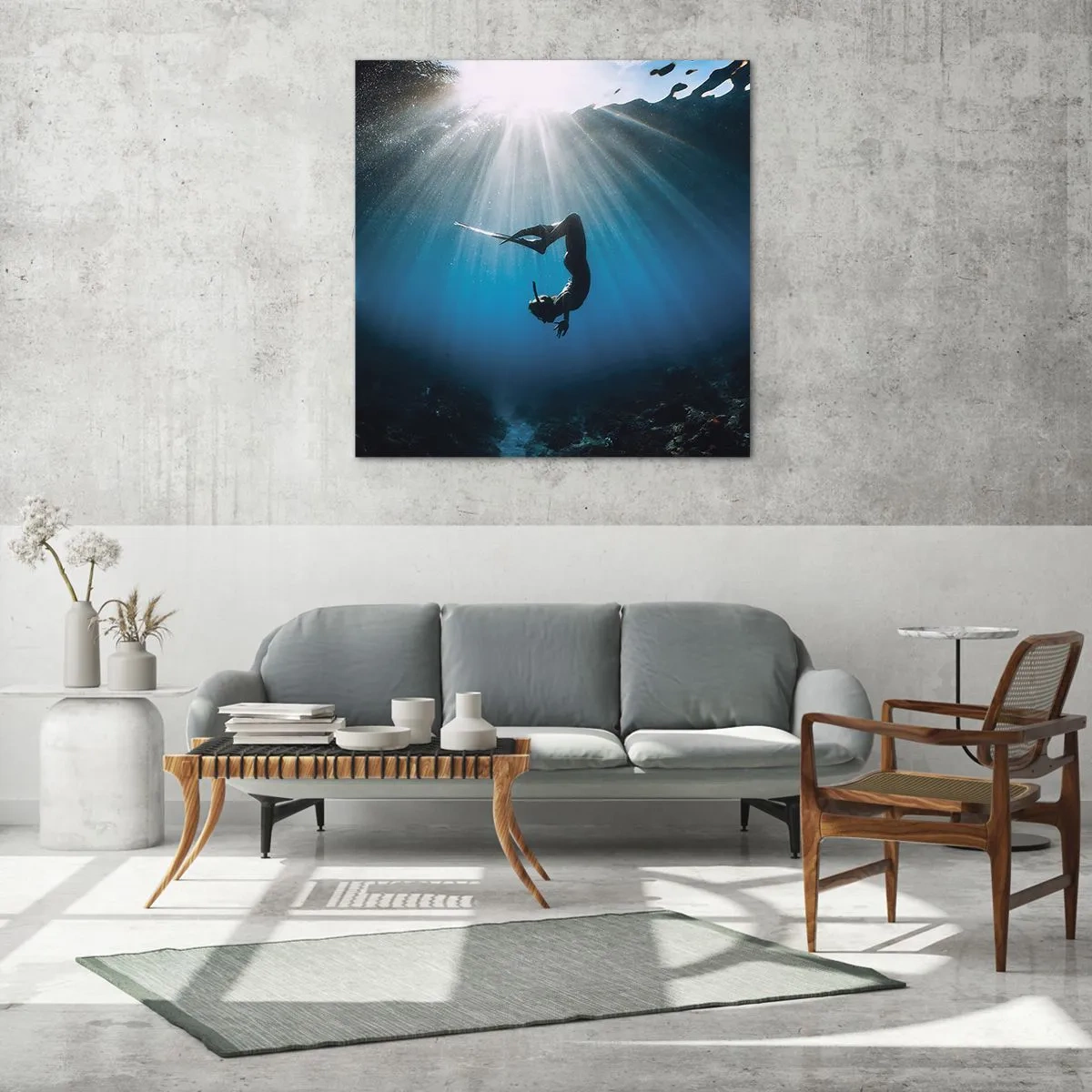 Quadro su vetro - Danza subacquea - 40x40 cm