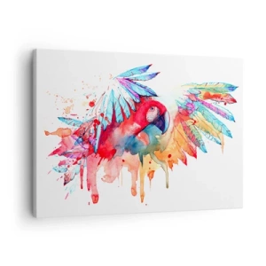 Quadro su tela - Stampe su Tela - Un pappagallo in stile acquerello artistico - 70x50cm - Pappagalli colorati - Decorazione murale moderna per soggiorno e camera da letto ARTTOR