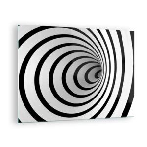 Quadro su vetro - Motivo a spirale astratto in bianco e nero - 70x50cm - Anche tu non riesci a resistere? - Decorazione murale moderna per soggiorno e camera da letto ARTTOR