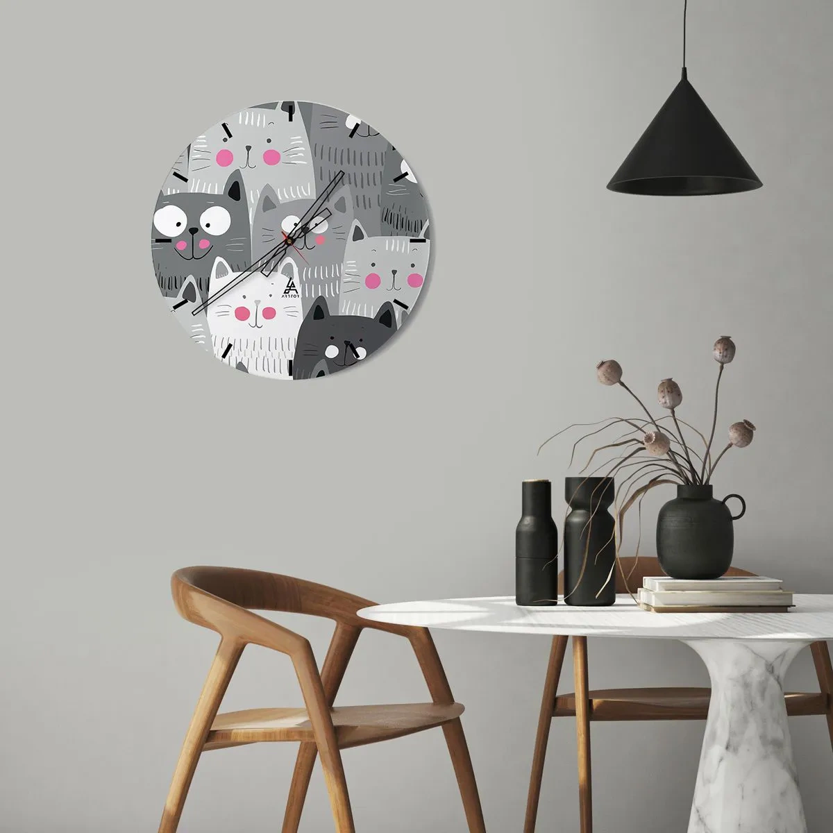 Orologio da parete - Orologio in Vetro - Il mondo dei gatti - 40x40 cm