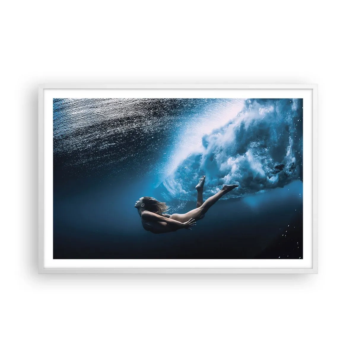 Poster in cornice bianca - Moderna sirena - 91x61 cm