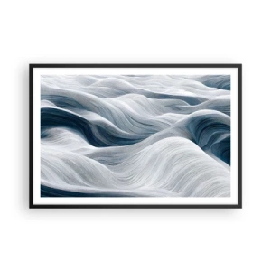 Poster in cornice nera - Onde bianche e blu - 91x61 cm