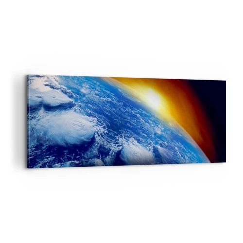 Quadro su tela - Stampe su Tela - L'alba sul pianeta azzurro - 100x40 cm