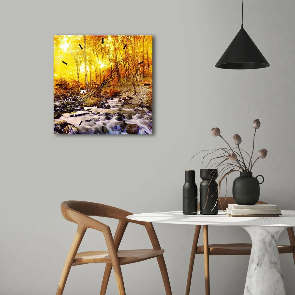 Orologio da parete - Orologio in Vetro - Pietre incorniciate in oro e platino - 40x40 cm