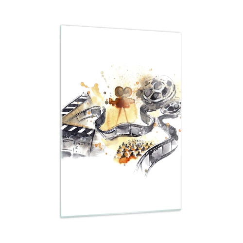 Quadro su vetro - Striscia di pellicola e macchina fotografica in una composizione artistica - 50x70cm - Nel paese dei sogni - Decorazione murale moderna per soggiorno e camera da letto ARTTOR