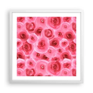 Poster in cornice bianca - Rose in alto e in basso - 50x50 cm