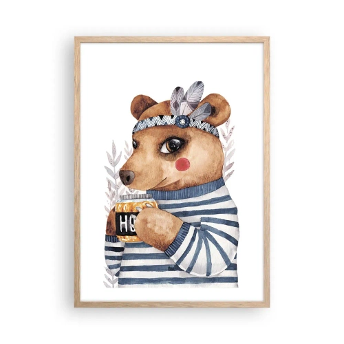 Poster in cornice rovere chiaro - Dolce orsetto - 50x70 cm