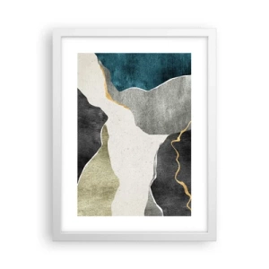 Poster in cornice bianca - Composizione mosaico con filo d'oro - 30x40 cm