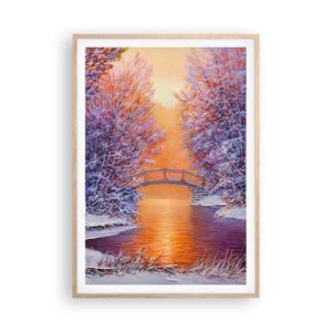 Poster in cornice rovere chiaro - Incontriamoci qui - 70x100 cm